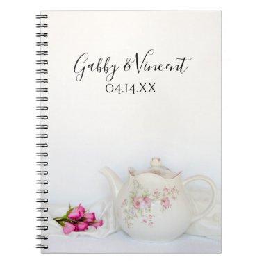 Teapot with Pink Roses Wedding Guest Book