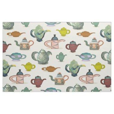 Teapots - fancy painted tea pots on fabric