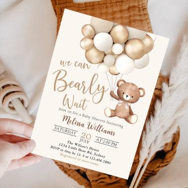 Teddy Bear Balloon Bearly Wait Baby Shower