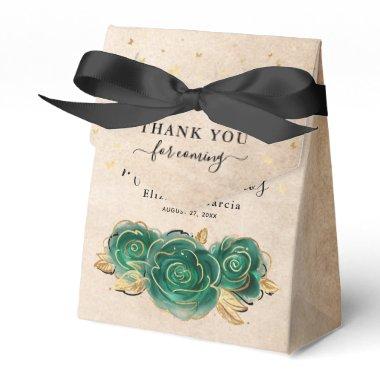 Template Gold Black and Green Rose Thank You Party Favor Boxes