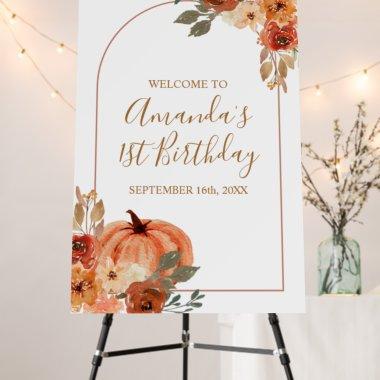 Terracota Pumpkin Boho Arch 1st Birthday Welcome Foam Board