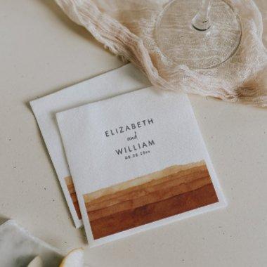 Terracotta Abstract Desert Personalized Wedding Napkins