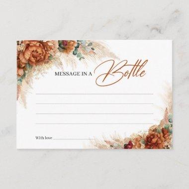 Terracotta and burgundy floral Message in a bottle Enclosure Invitations