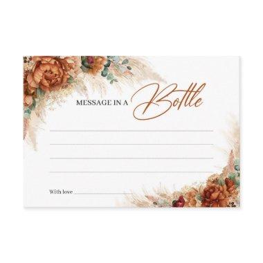 Terracotta and burgundy floral Message in a bottle Enclosure Invitations