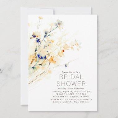 Terracotta and Navy Blue Floral Bridal Shower Invitations