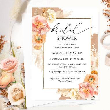 Terracotta and Peach Floral Bridal Shower /Brunch Invitations