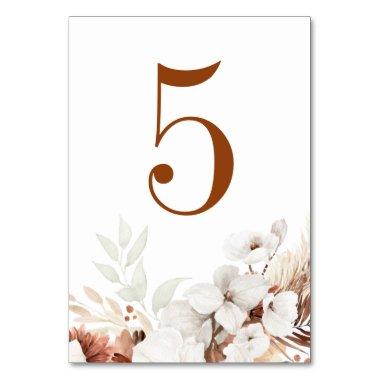 Terracotta and White Floral Boho Elegant Table Number