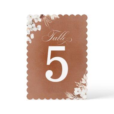 Terracotta and White Flowers Boho Table Number