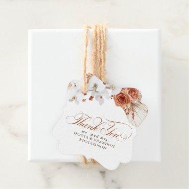 Terracotta and White Flowers Boho Thank You Favor Tags