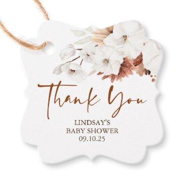 Terracotta and White Flowers Boho Thank You Favor Tags