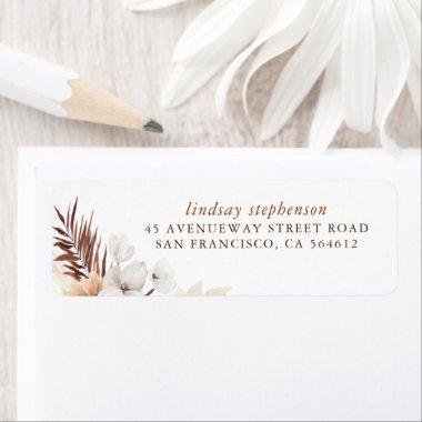 Terracotta and White Flowers Elegant Boho Label