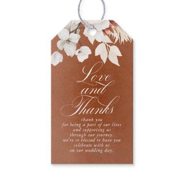 Terracotta and White Flowers Love and Thanks Gift Tags