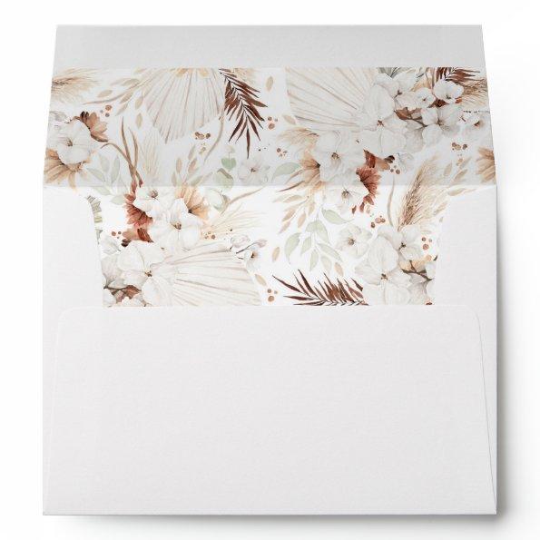 Terracotta and White Flowers Pampas Grass Boho Envelope