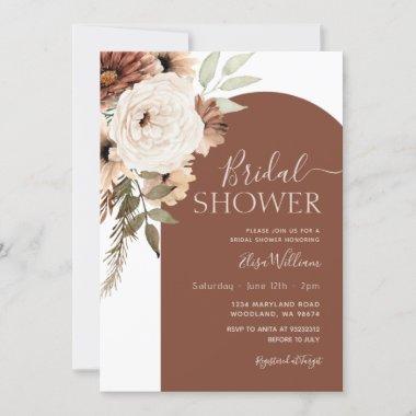 Terracotta Arch Floral Boho Bridal Shower Invitations