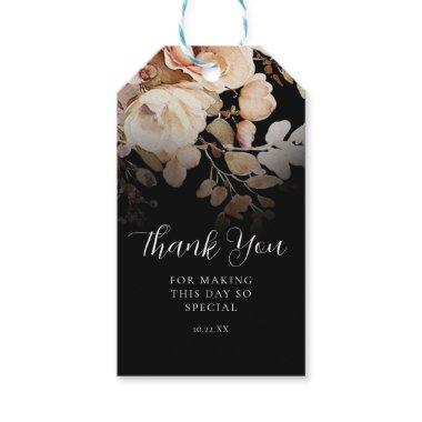 Terracotta Blush Pink Floral Thank You Black Gift Tags