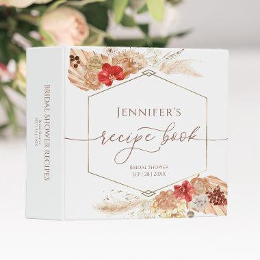 Terracotta Boho Floral  Recipe Book 3 Ring Binder