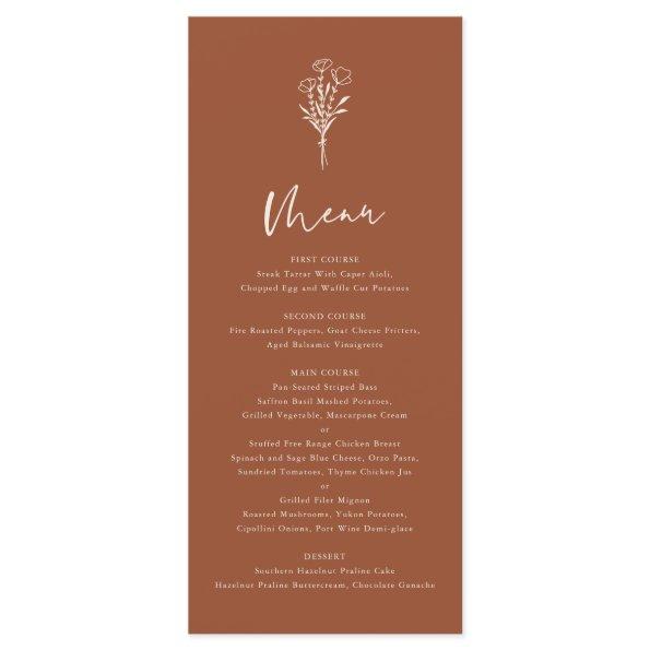 Terracotta Boho Minimalist Botanicals Wedding Menu