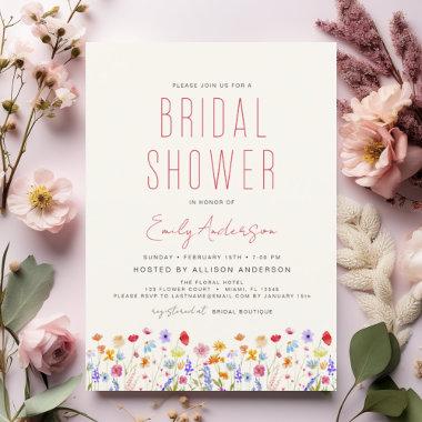 Terracotta Boho Wildflower Bridal Shower Elegant Invitations