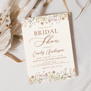 Terracotta Boho Wildflower Bridal Shower Script Invitations