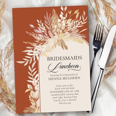 Terracotta Botanical Arch Bridesmaids Luncheon Invitations