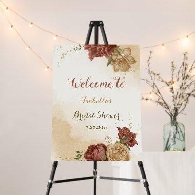 terracotta brown floral greenery bridal shower foam board