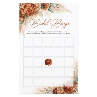Terracotta copper floral pampas grass bridal bingo