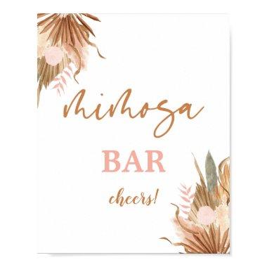 Terracotta dried palms Mimosa Bar sign