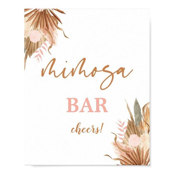 Terracotta dried palms Mimosa Bar sign