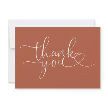 Terracotta Elegant Heart Script Thank You Invitations