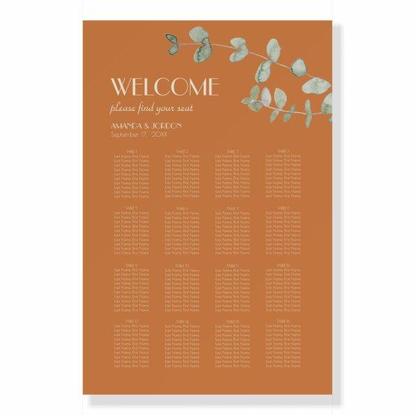 Terracotta Eucalyptus Deco Seating Chart Welcome Foam Board