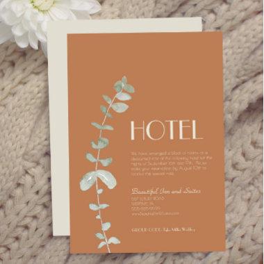 Terracotta Eucalyptus Deco Wedding Hotel Enclosure Invitations