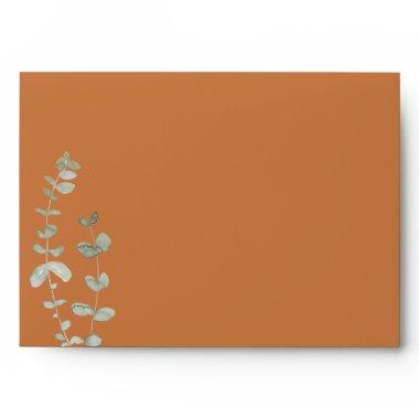 Terracotta Eucalyptus Deco Wedding Invitations Envelope