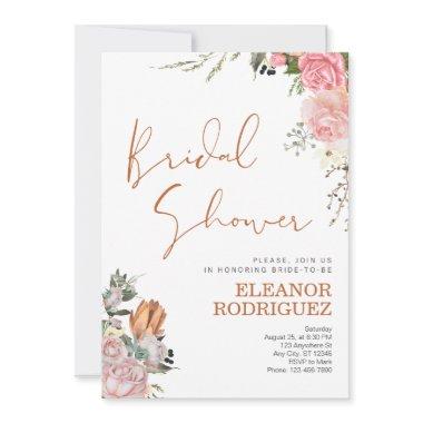 Terracotta Floral Boho Bridal Shower Invitations