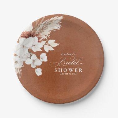 Terracotta Floral Boho Bridal Shower Paper Plates