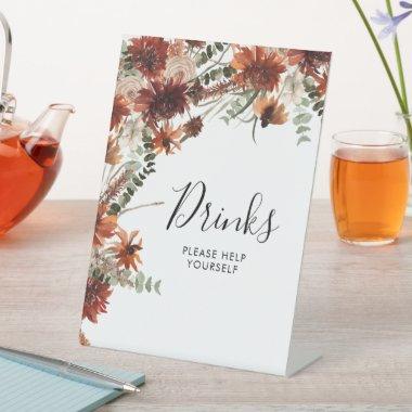 Terracotta Floral Botanical Drinks Pedestal Sign