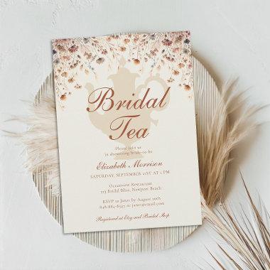 Terracotta Floral Bridal Shower Tea Wild Flowers Invitations