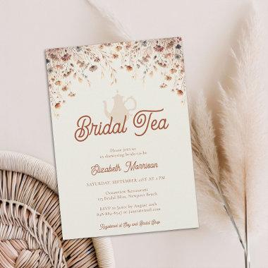Terracotta Floral Bridal Shower Tea Wildflowers Invitations