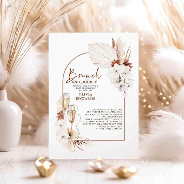 Terracotta Floral Brunch and Bubbly Bridal Shower Invitations