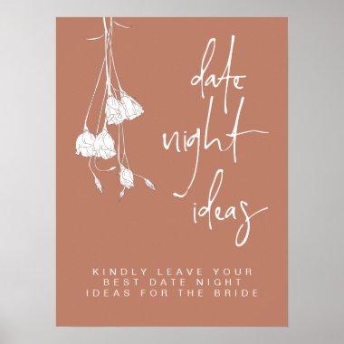 Terracotta Floral Date Night Ideas Bridal Shower Poster