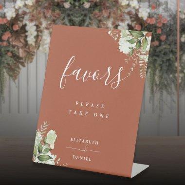 Terracotta Floral Greenery Favors Table Pedestal Sign