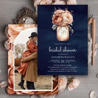 Terracotta Floral Navy Blue Photo