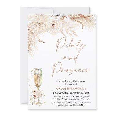 Terracotta Floral Petals Prosecco Bridal Shower Invitations