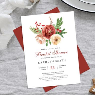 Terracotta Floral Pine Bough Foliage Bridal Shower Note Invitations