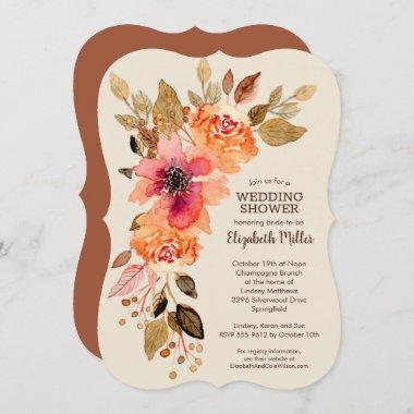 Terracotta Floral Swag Bridal Shower Invitations