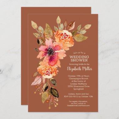 Terracotta Floral Swag Bridal Shower Invitations