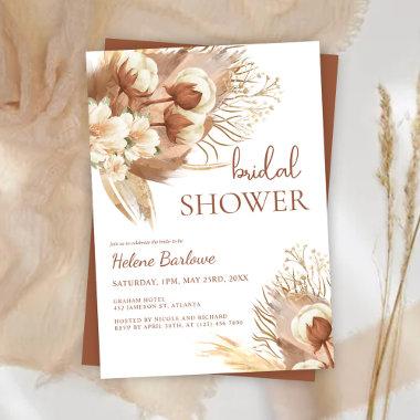 Terracotta Floral Watercolor Boho Bridal Shower Invitations