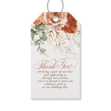 Terracotta Flowers Boho Thank You Gift Tags