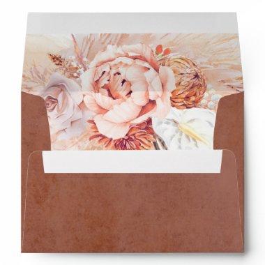 Terracotta Flowers Pampas Grass Elegant Envelope