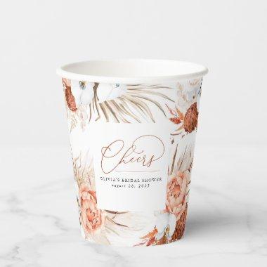 Terracotta Flowers White Orchids and Pampas Grass Paper Cups