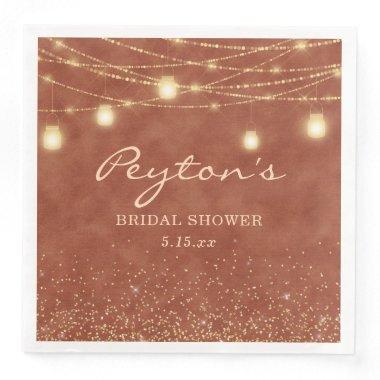 Terracotta Gold Glitter String Light  Paper Dinner Napkins